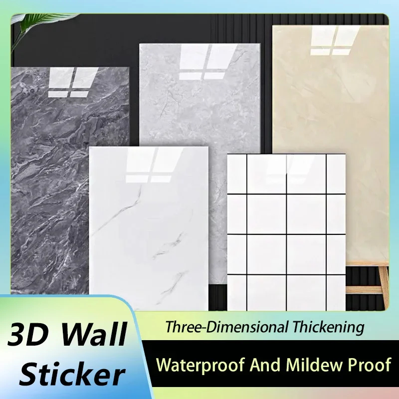 Pvc Panel Background - 30 ซม.* 60 ซม.กระเบื้องลายหินอ่อนสติ๊กเกอร์ติดผนังห้องนั่งเล่นพื้นหลังทีวีตกแต่งบ้านกันน้ำอลูมิเนียม-แผงพลาสติกมีกาวในตัว