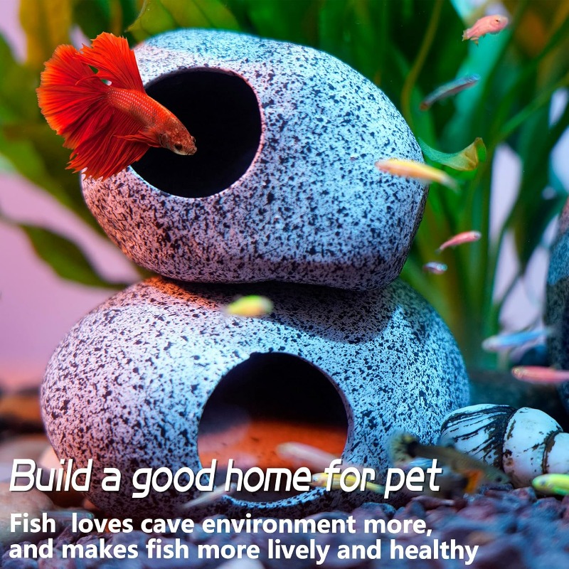 Hide Cave Ceramic - ของตกแต่งตู้ปลา ถ้ำหินสำหรับตกแต่งตู้ปลา สำหรับกุ้ง ปลานิล ซ่อนตัว ขยายพันธุ์