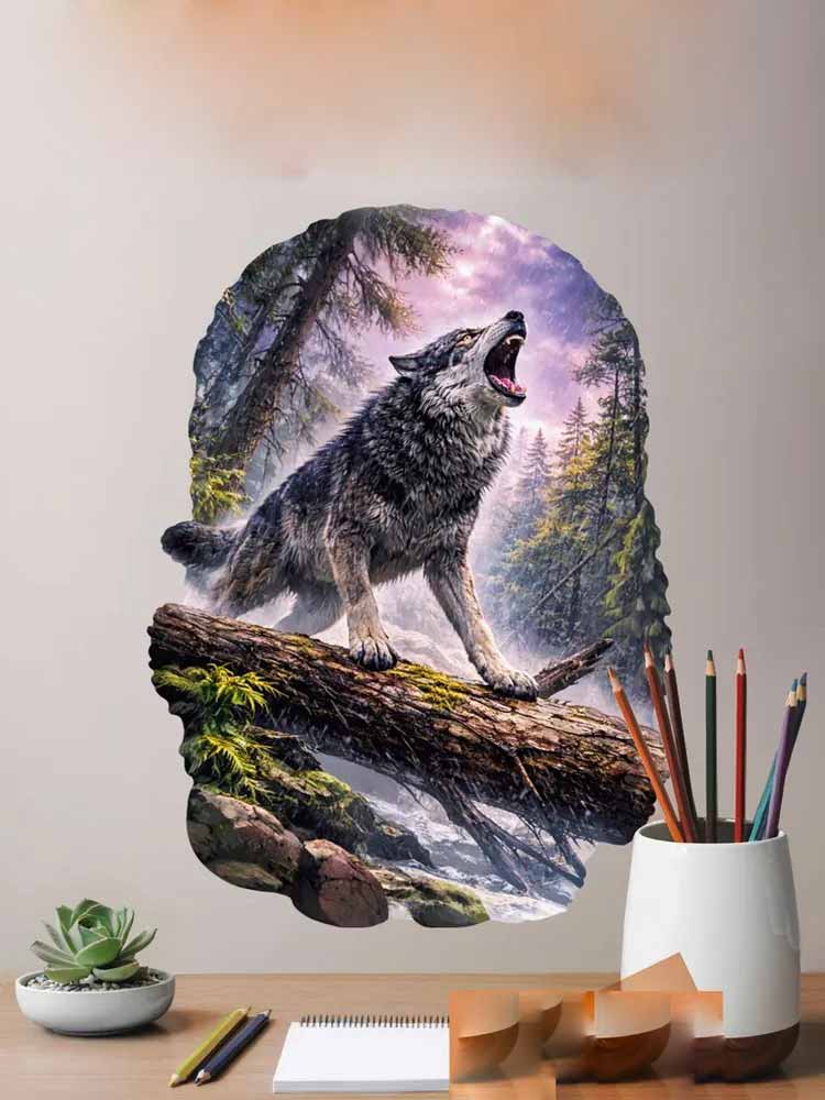 Pvc Panel Background - ลายวูล์ฟส์ ไวลด์ ทิมเบอร์วูล์ฟส์สติ๊กเกอร์ติดผนังลายพรางตกแต่งพื้นหลังห้องนั่งเล่นหน้าต่างและตู้เย็นตกแต่งบ้านธีมสัตว์ AA355